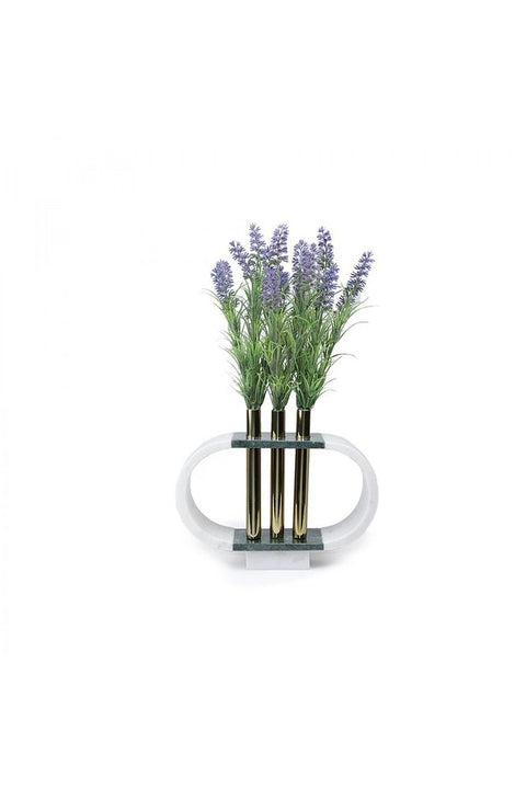 Gold Metal Detaylı Oval Yeşil Mermer Obje