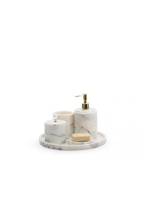 5-Piece Lilac Marble Round Shape Bathroom Set Gold