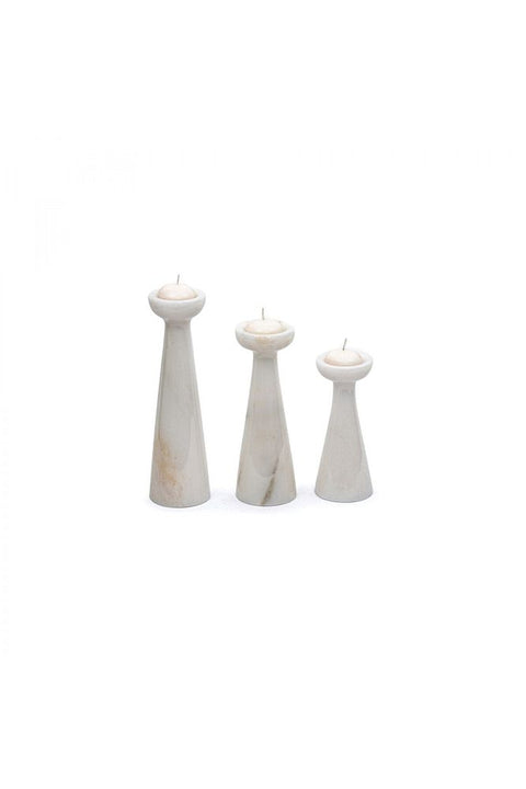 3'lü Beyaz Mermer Tealight Mumluk