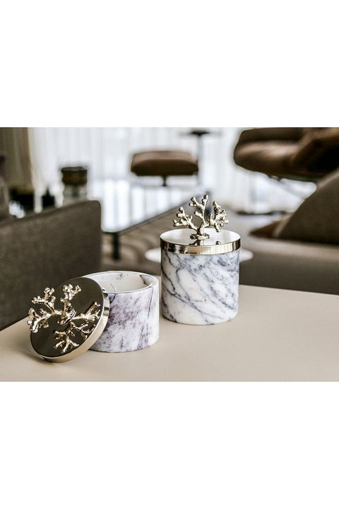 2'li Metal Kapaklı Lilac Mermer Mumluk
