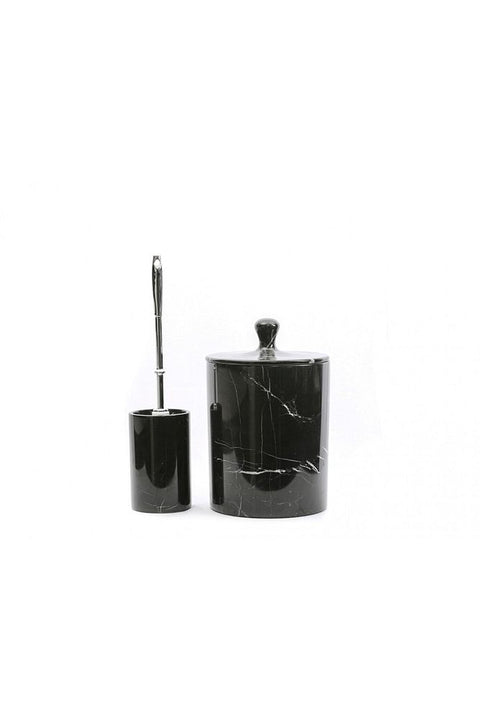 Toros Marble Trash Can and Toros Marble Toilet Brush Holder Chrome