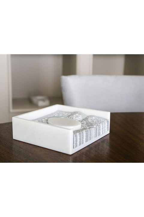 White Marble Square Napkin Holder