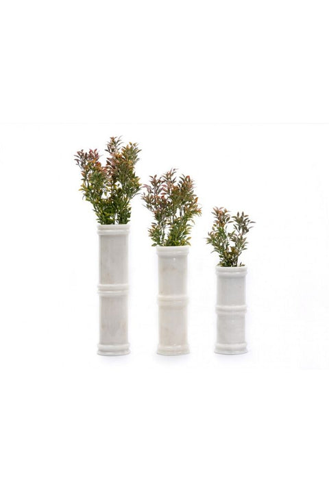 3-Piece White Marble Cylinder Vase