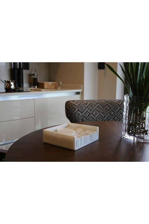 White Marble Square Napkin Holder