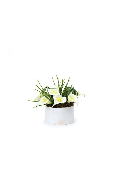 Artificial Lily Flower White Marble Flowerpot