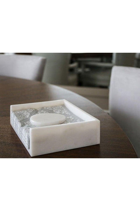 White Marble Square Napkin Holder