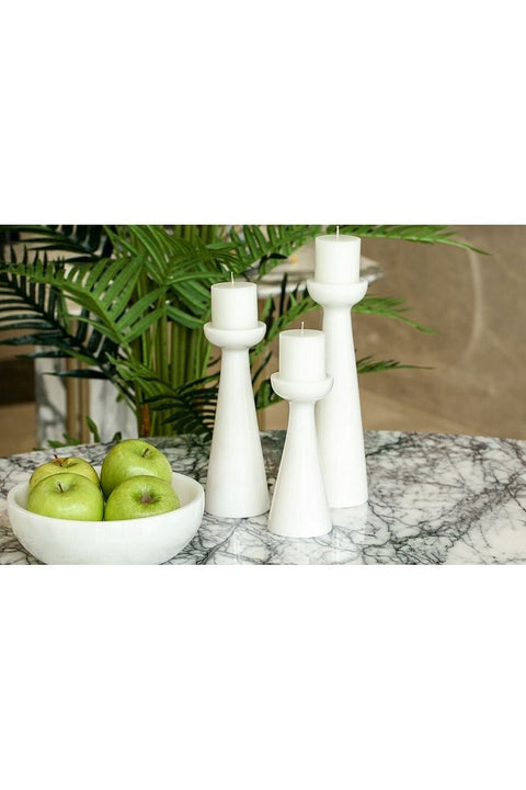 3 Piece White Marble Tealight Candle Holder