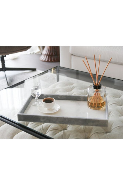 White Gray Marble Rectangular Tray