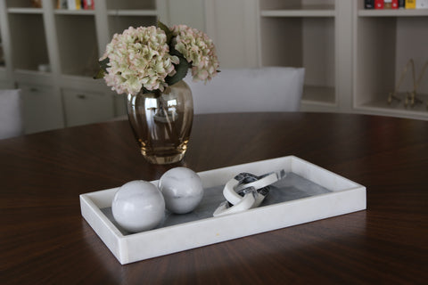 Grey White Marble Rectangular Tray